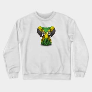 Baby Elephant with Glasses and Jamaican Flag Crewneck Sweatshirt